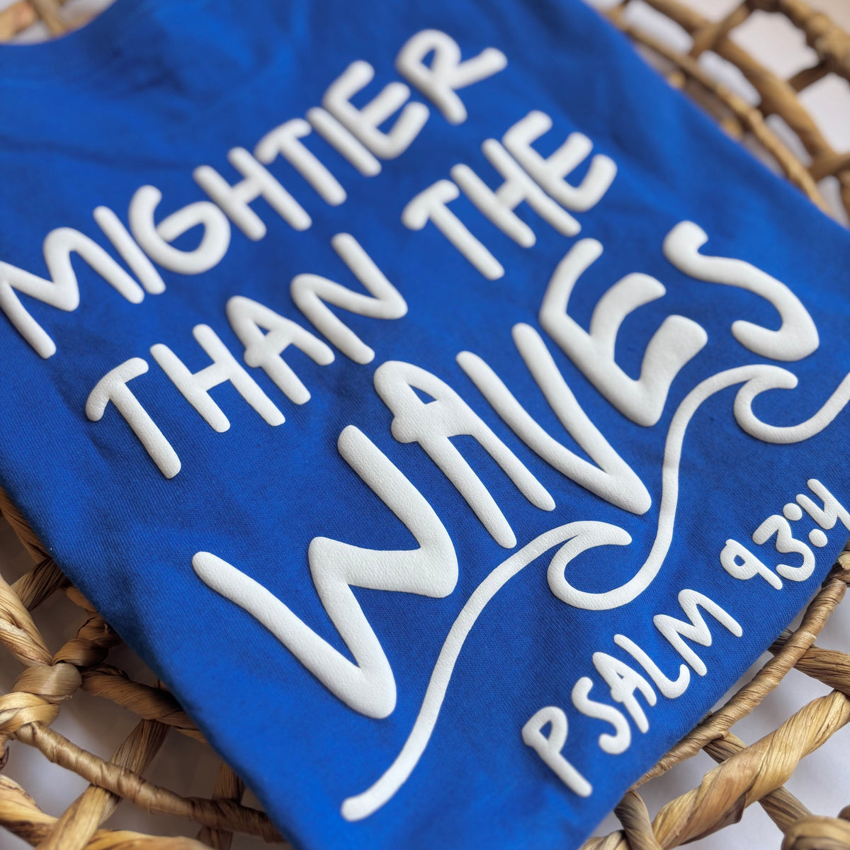 Mightier than the Waves Christian Kid Shirt – Soft Cotton Faithbased Sunday School Tee