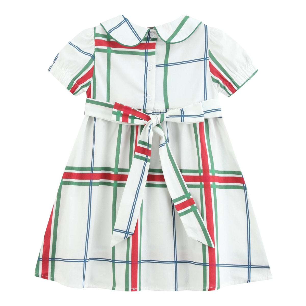Christmas Plaid Smocked Collar Dress
