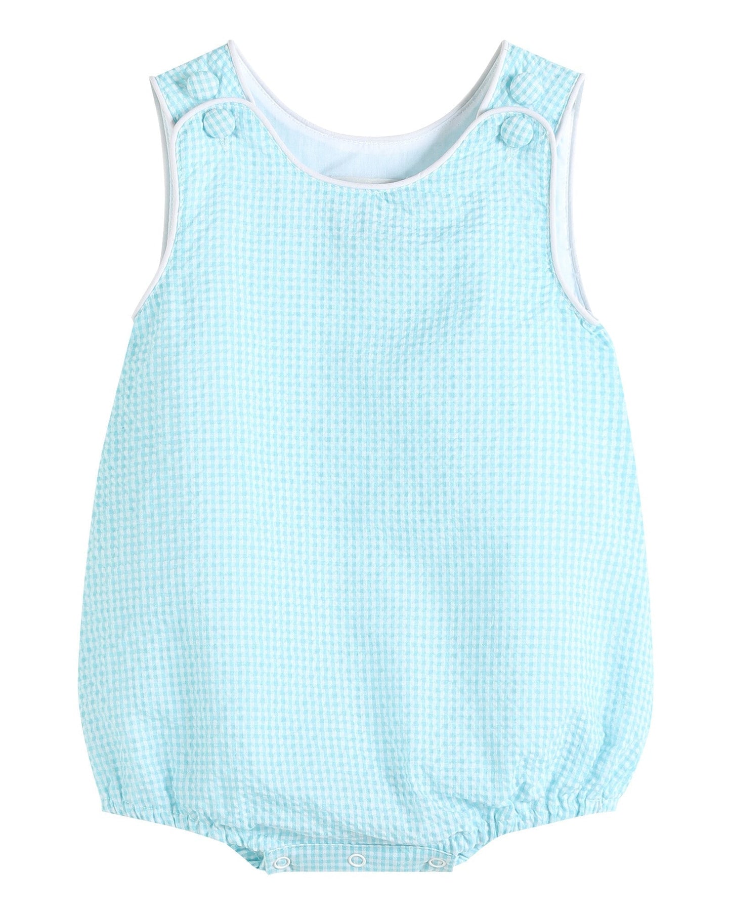 Classic Turquoise Seersucker Bubble Romper