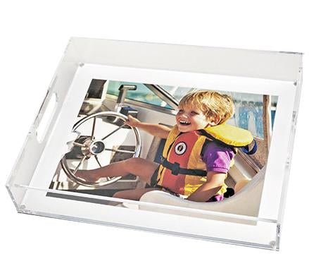 Clear Acrylic 13" x 16" Photo Tray with White Mat