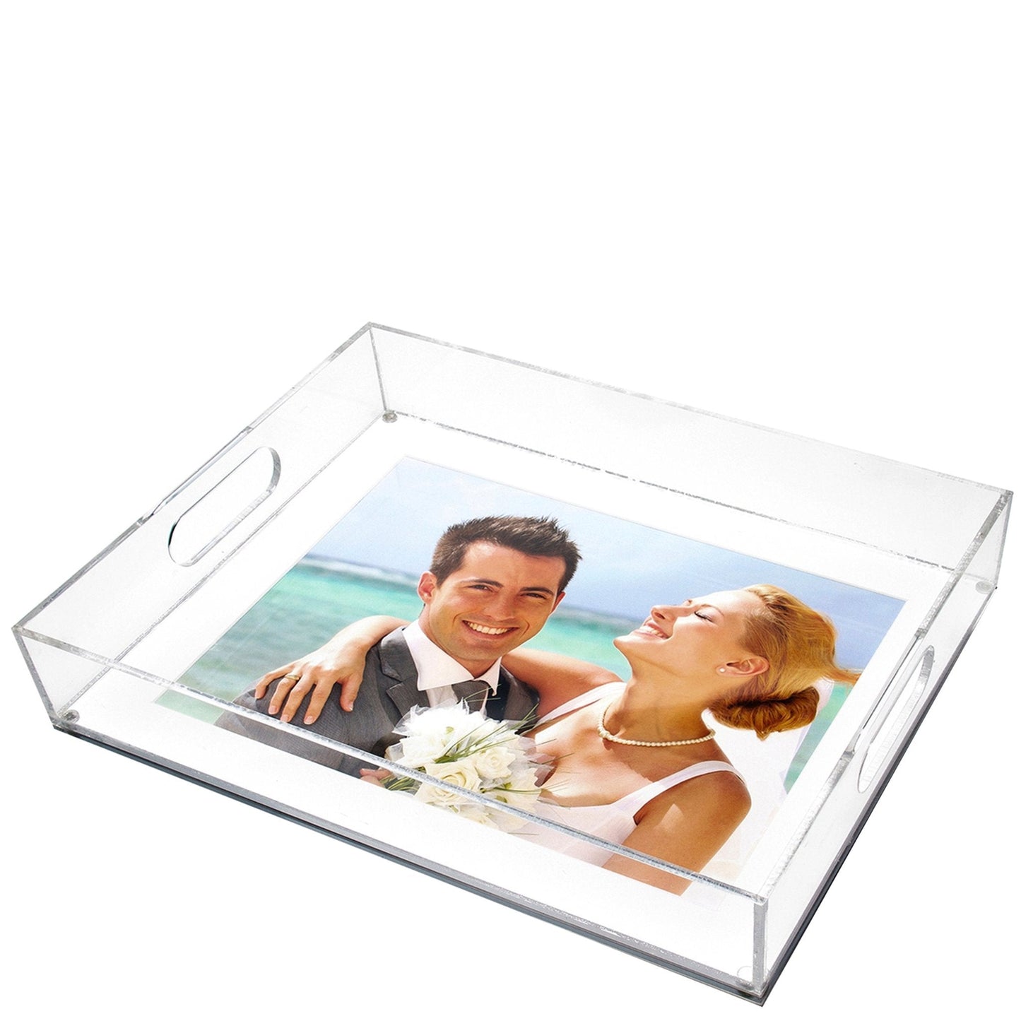 Clear Acrylic 13" x 16" Photo Tray with White Mat