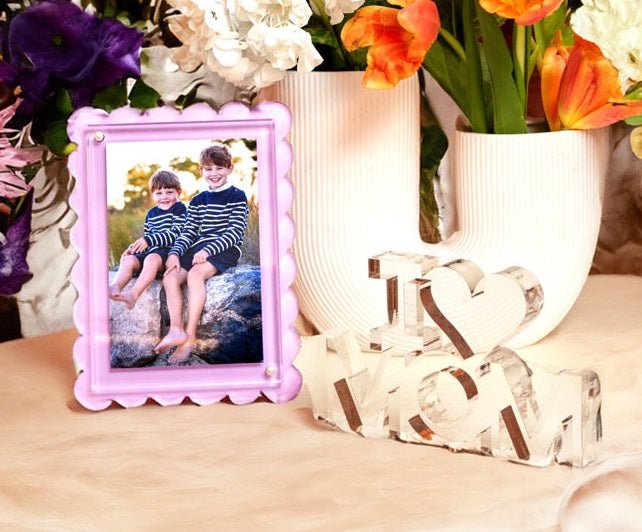 Clear Acrylic I (Heart) Mom Stand Alone