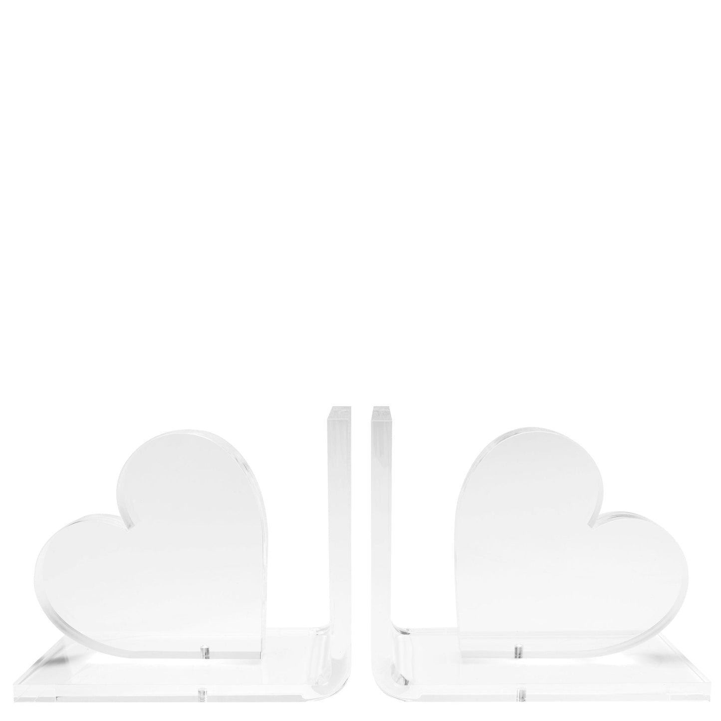 Clear Heart Acrylic Bookends