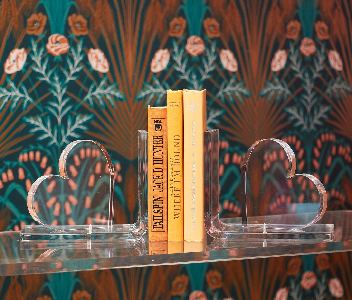 Clear Heart Acrylic Bookends