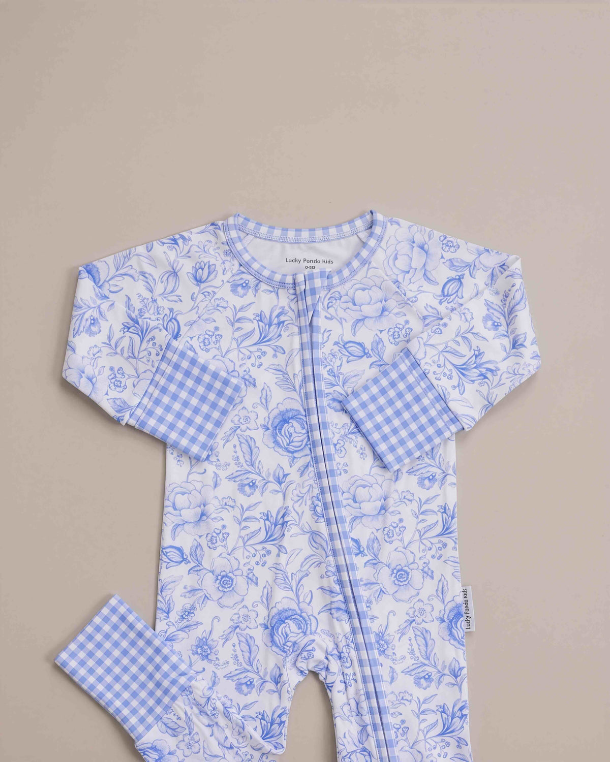 Bamboo Zip Romper | Blue Flowers
