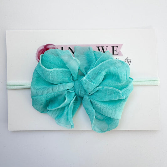 Cool Mint | Skinny Mini Nylon Ruffled Baby Headband