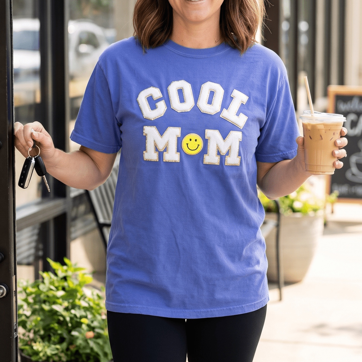 'Cool Mom' Letter Patch T-Shirt