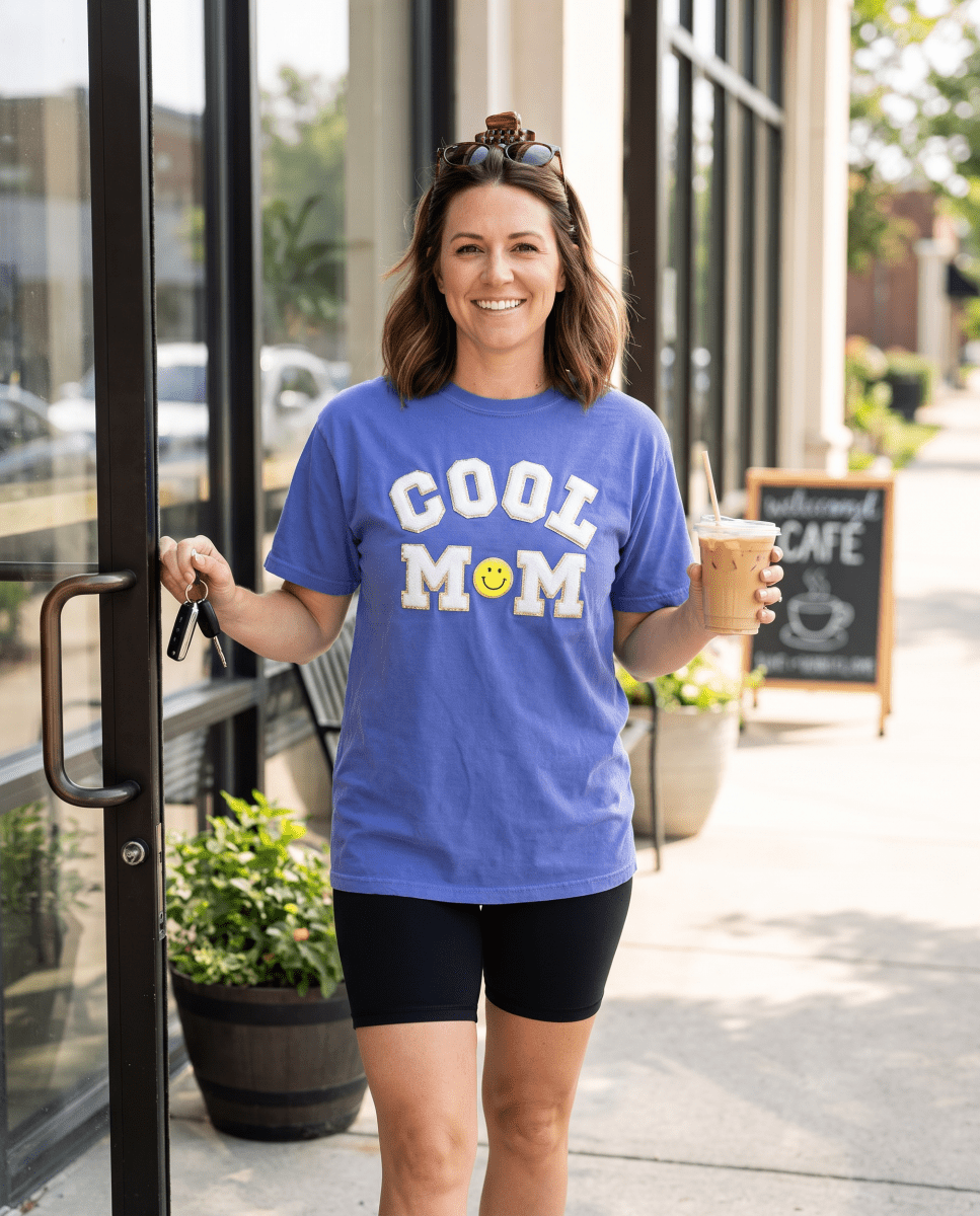 'Cool Mom' Letter Patch T-Shirt
