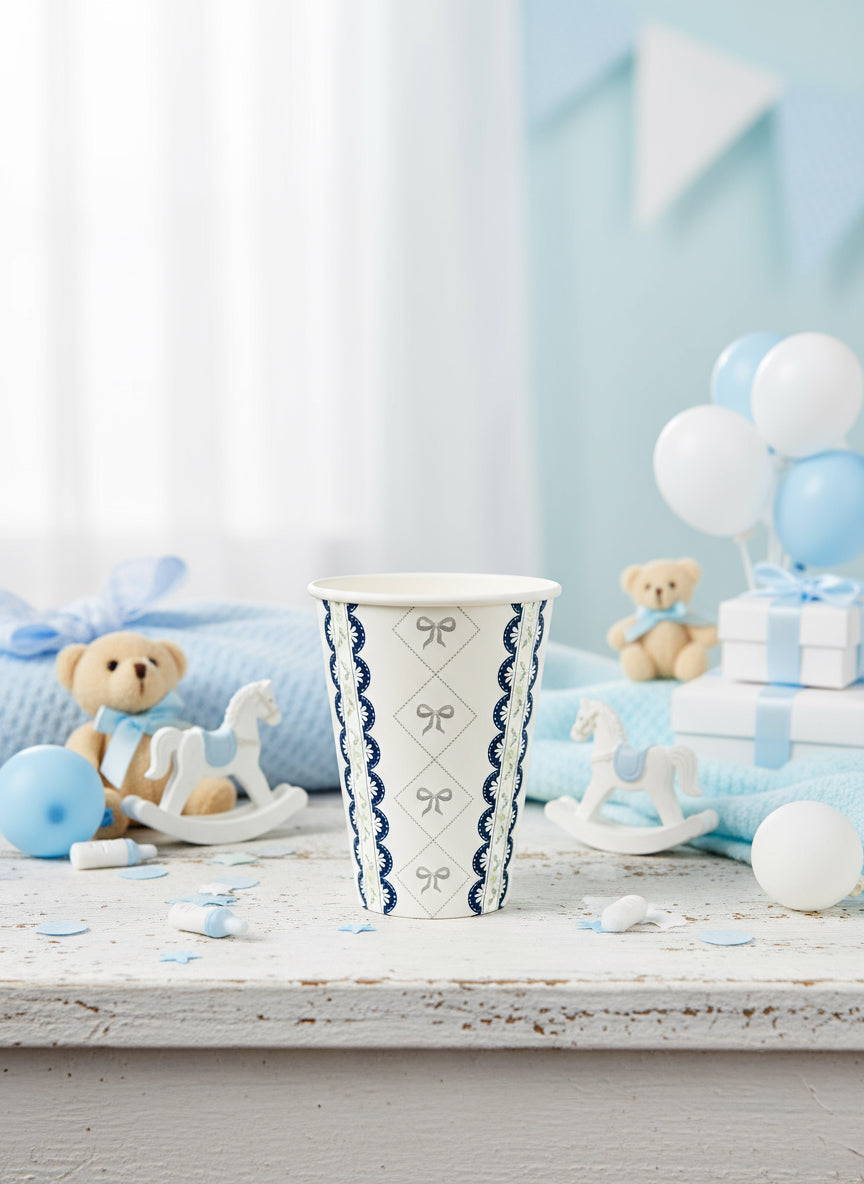 Blue Baby Shower Party Supplies Kit – Boy Baby Shower Tableware | Plates, Cups, Napkins | Party in a Box