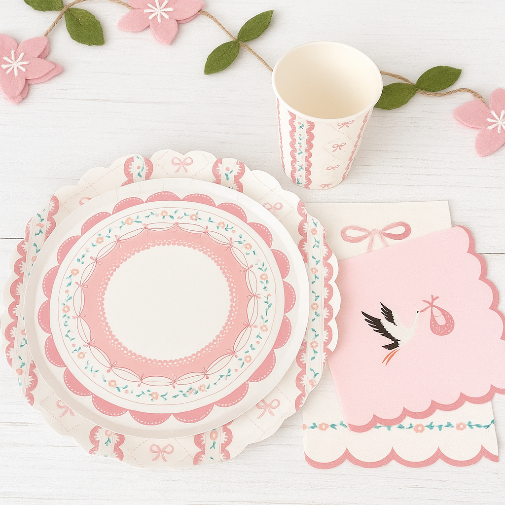 Pink Coquette Dessert Plates 8" (8 Pack)