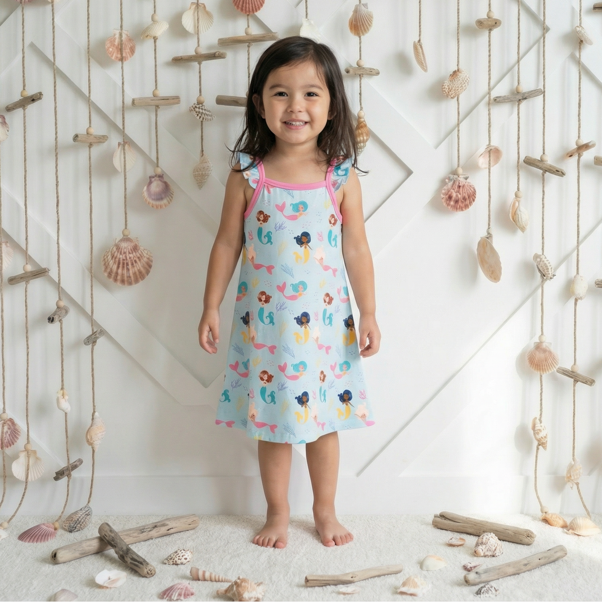 Coral Cuties Flutter Sleeve Dress