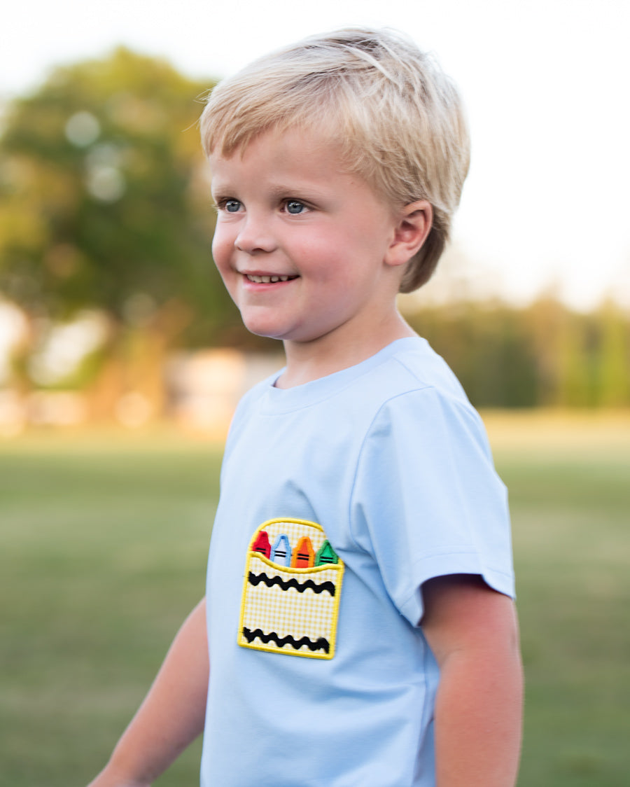 Crayon Pocket Red Seersucker Boy Shorts Set- FINAL SALE