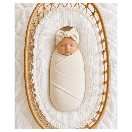 Cream Bamboo Baby Swaddle Blanket – Stretch Newborn Swaddle