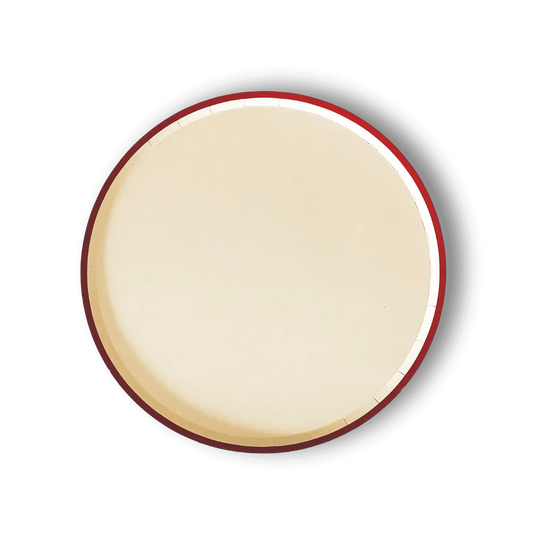 Cream Plate Red Trim, Paper Party Plate (8pcs)