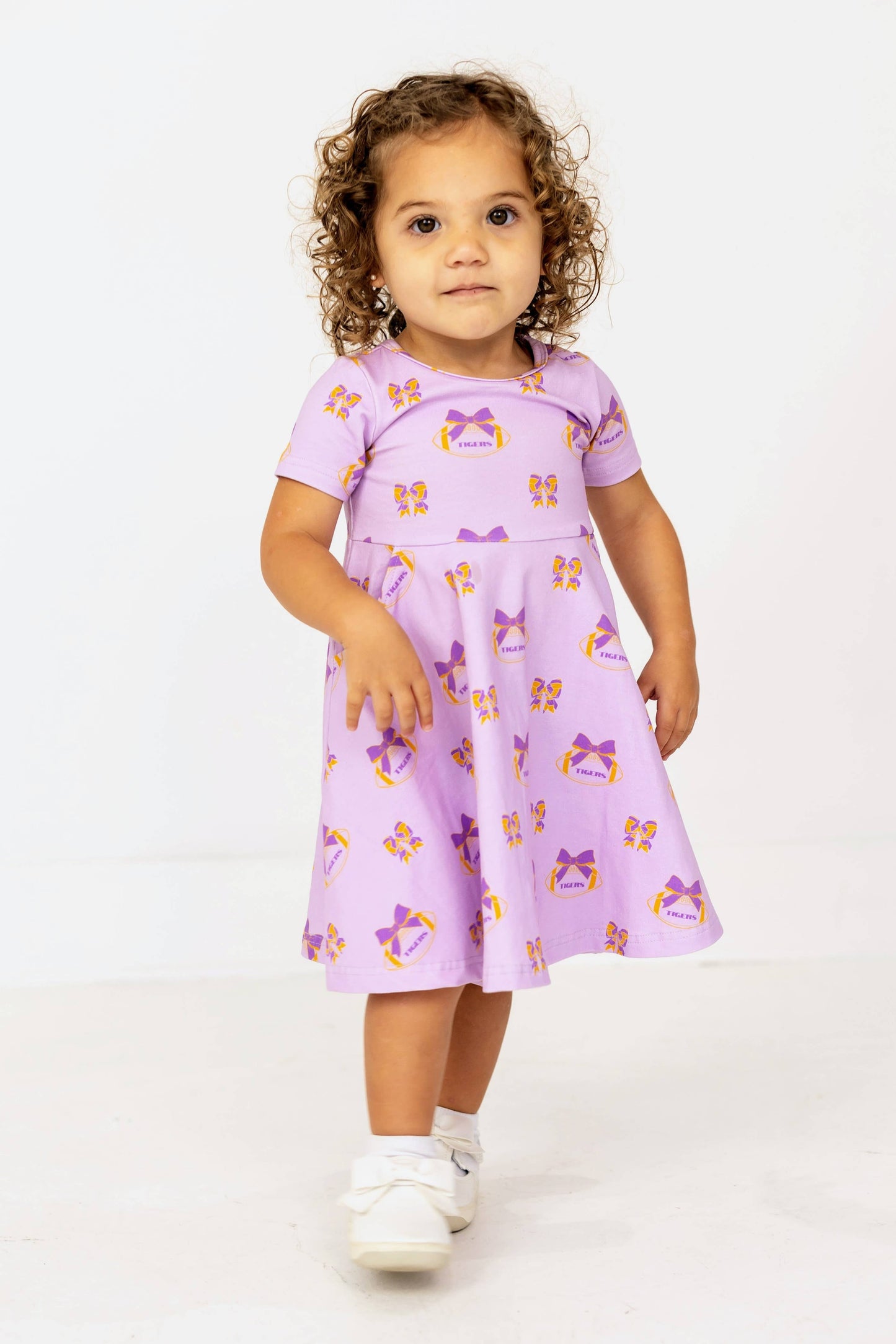 Purple & Gold Game Day Twirl Dress & Shorts Set