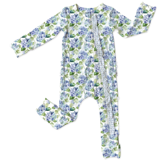 Charleston Hydrangea Bamboo Ruffle Convertible Footie