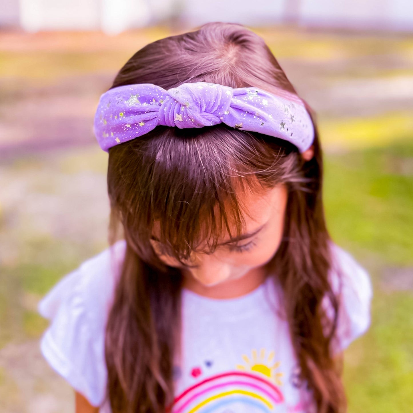 Kids Knot Headband - Star Purple Velvet Hair Accessories