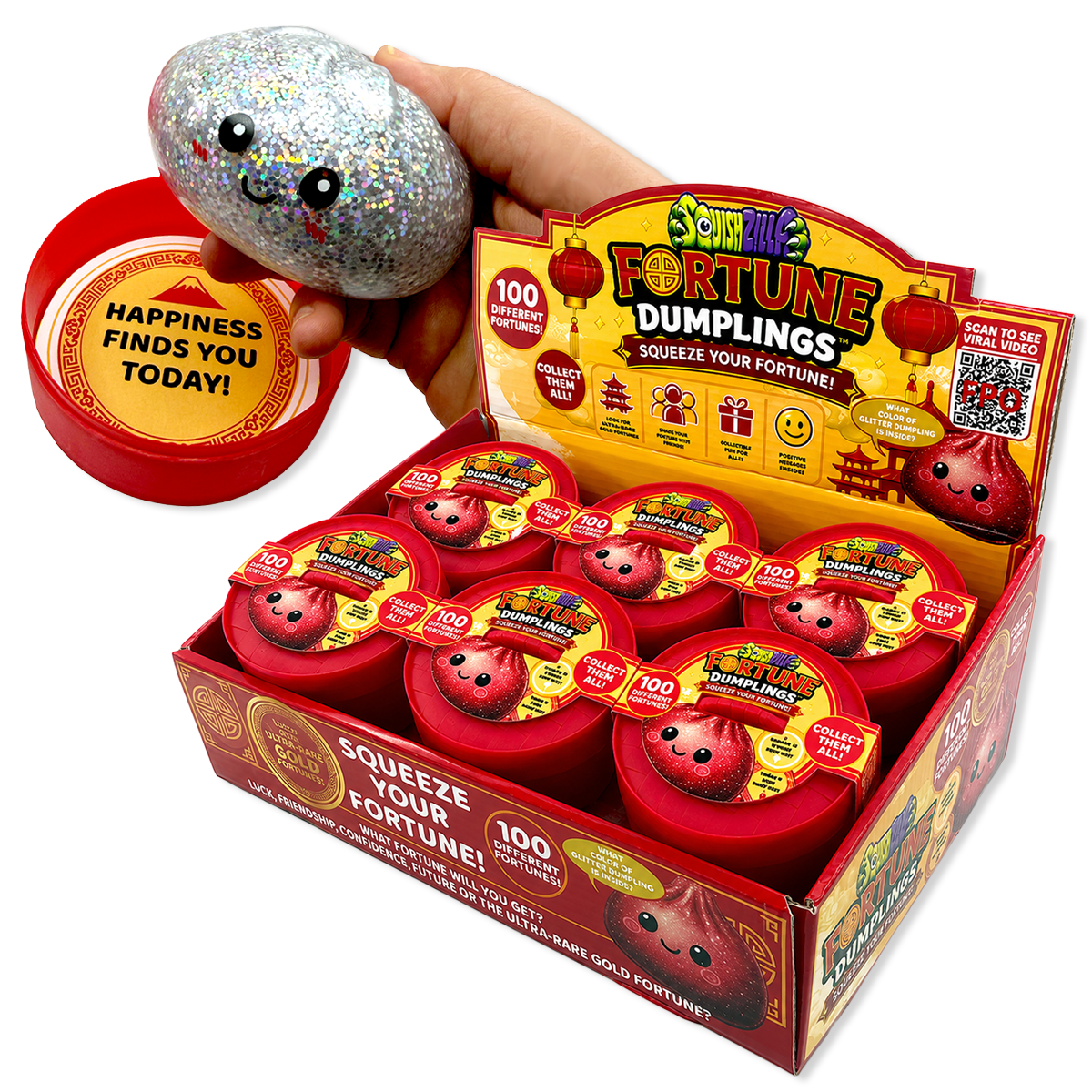 SquishZilla Mystery Fortune Dumpling Squishy | Fortune Message Sensory Fidget Toy