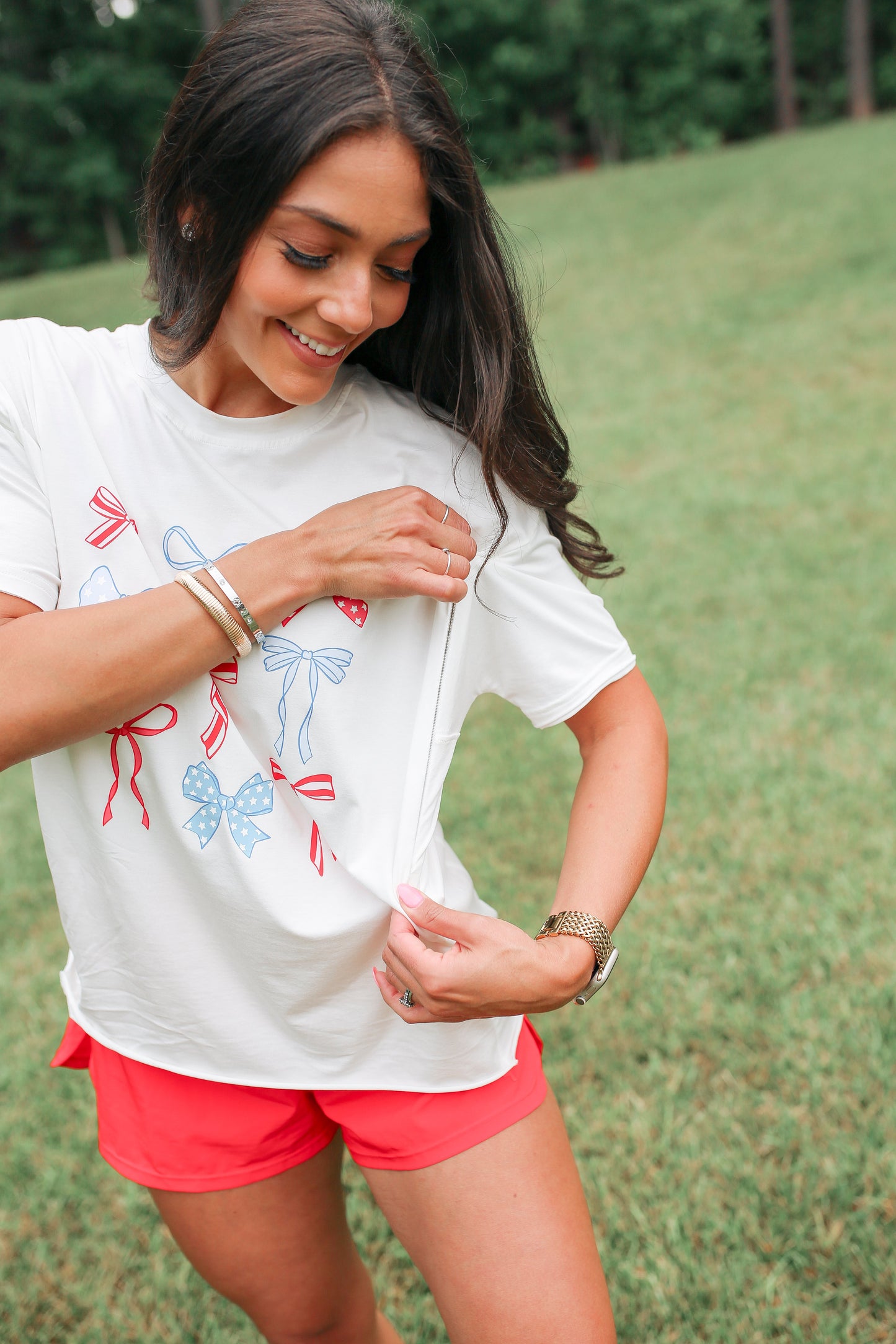 FINAL SALE Relaxed Fit Zip Breastfeeding Tee - Special USA Edition