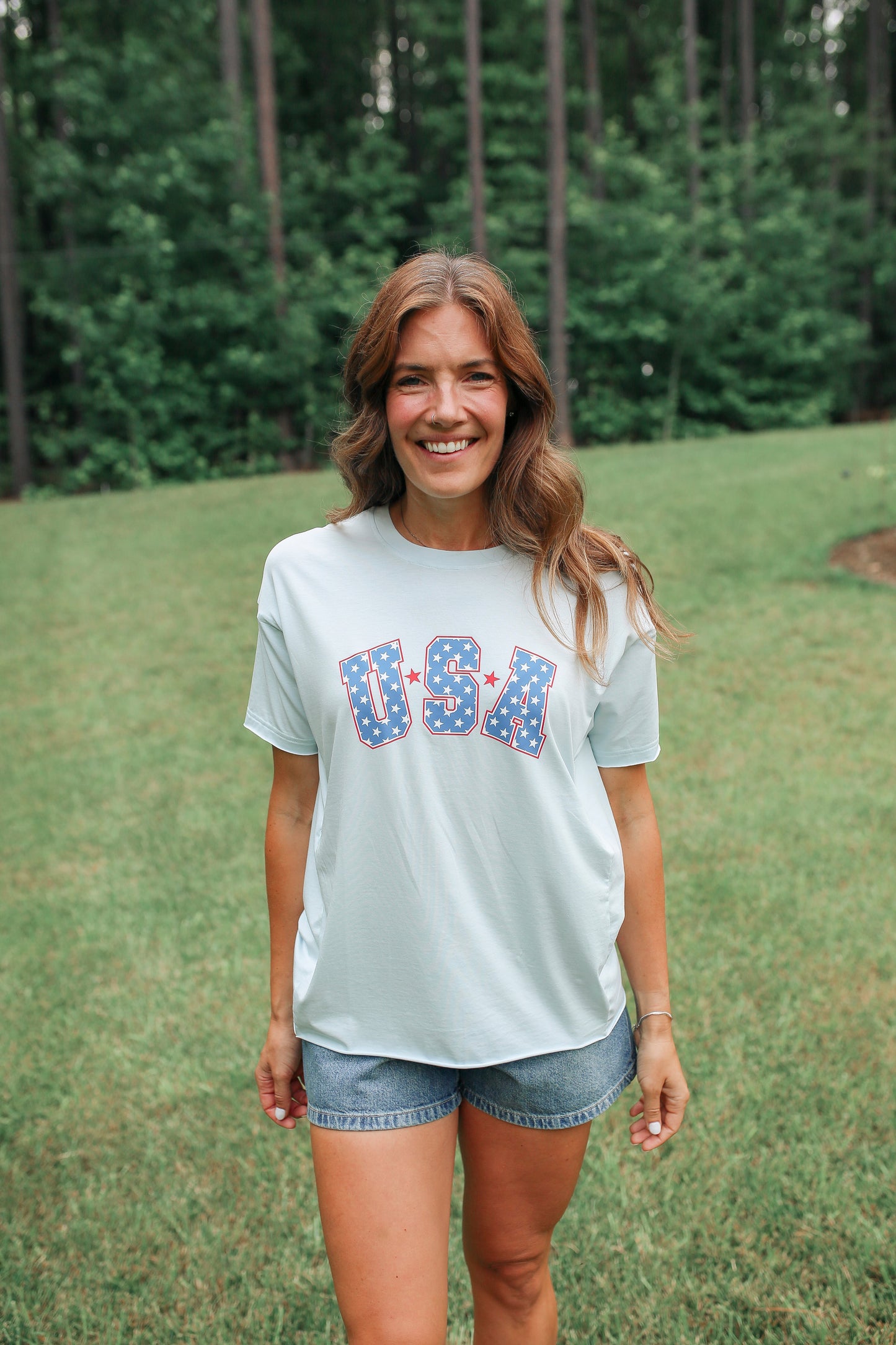 FINAL SALE Relaxed Fit Zip Breastfeeding Tee - Special USA Edition