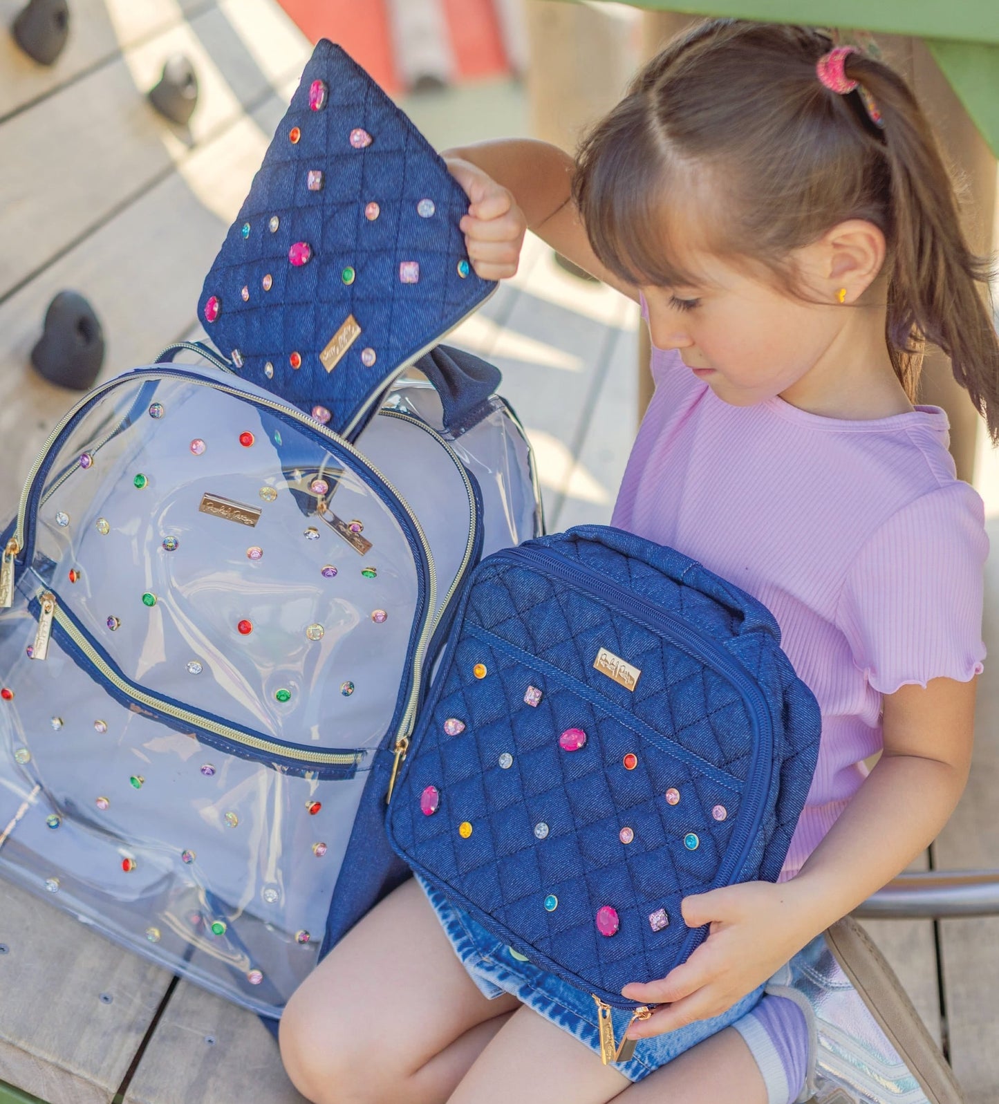 Denim and Gems Everything Pouch