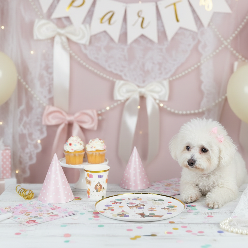 Dogs Coquette Dessert Plates 8" (Set of 8)
