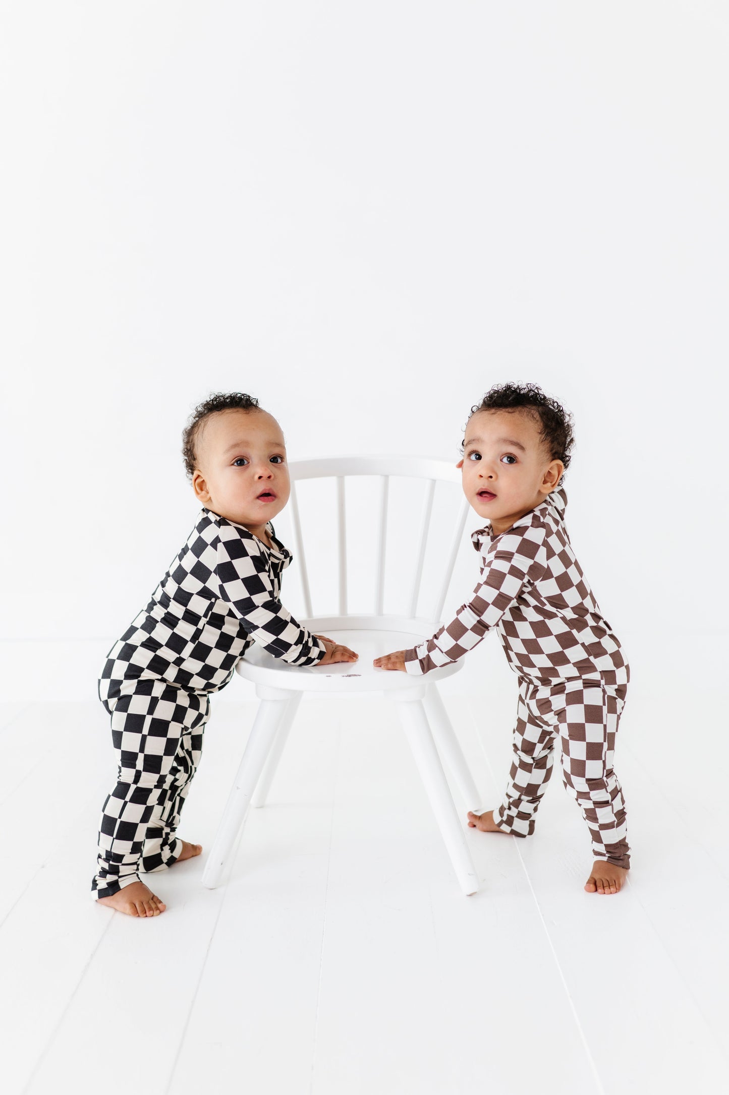 BRONZE CHECKERED BAMBOO ONESIE