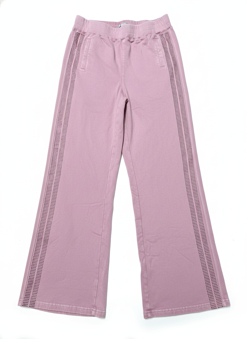 Tween Rhinestone Stripe French Terry Set – Rose Pink (Top & Pants Sold Separately)
