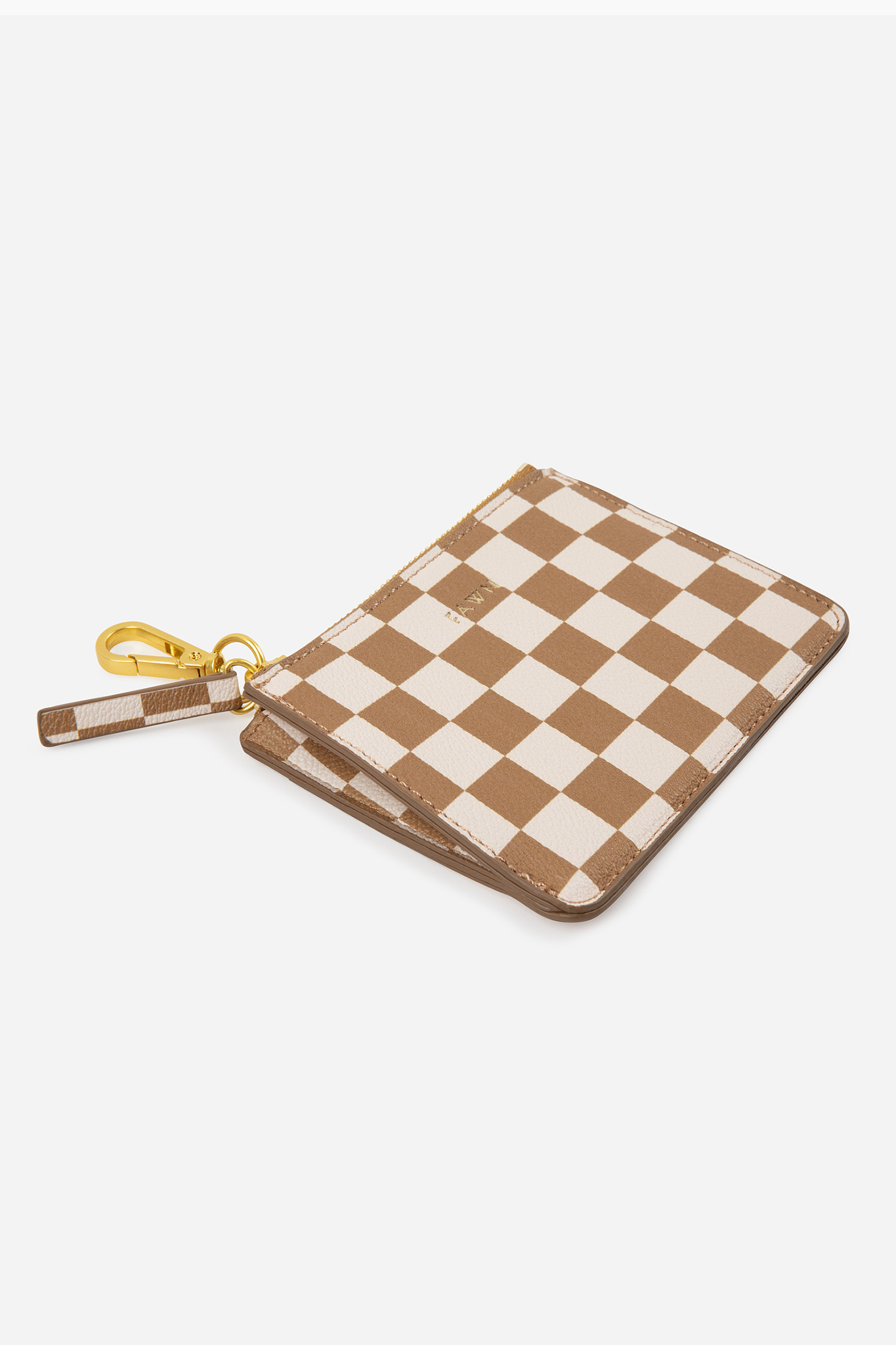 The Wallet Pouch - Tan/White Check