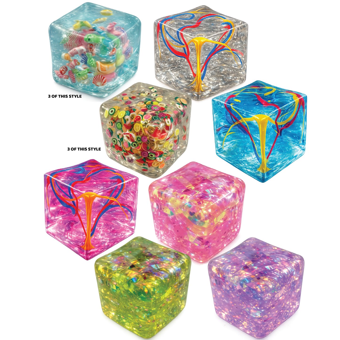 Fun Doh Squishy Charm Cube Sensory Fidget Toy – Assorted Styles