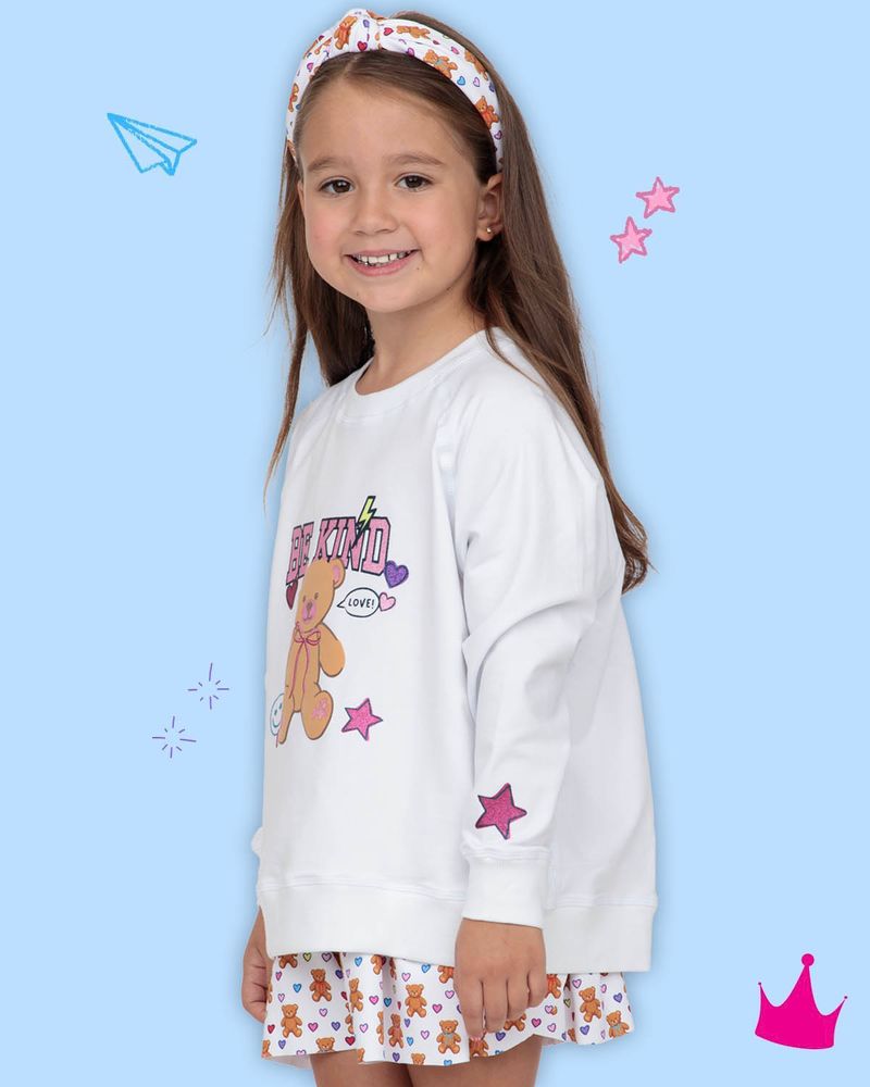 Azarhia Glitter Be Kind Teddy Oversized White Sweatshirt | Girls Boutique Pullover | Bossier City, LA