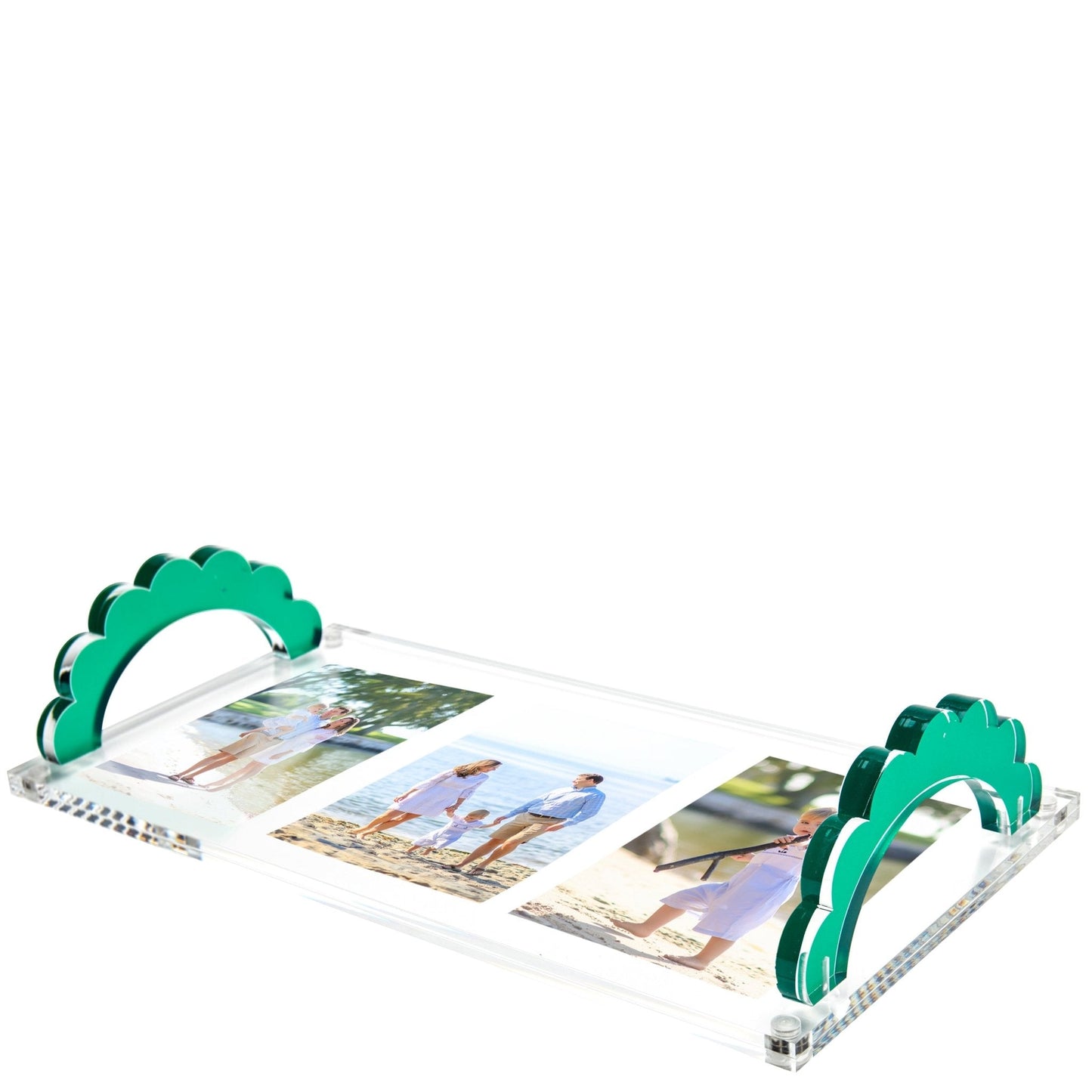 Emerald Acrylic Scallop Handle Photo Tray