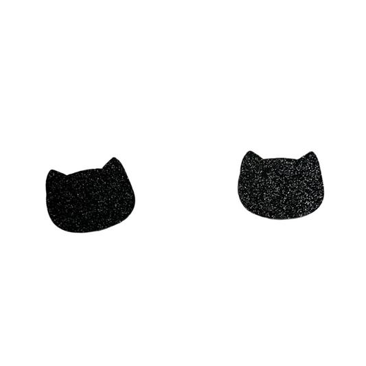 Black Cat Glitter Stud Earrings