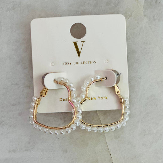 Pearl Heart Earrings