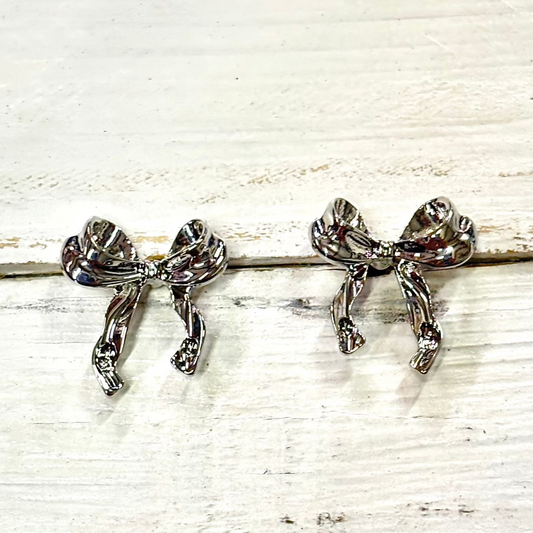 Silver Preppy Bow Earrings