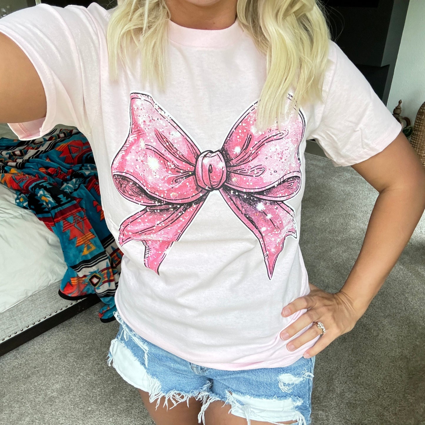 Preppy Pink Bow Graphic Tee