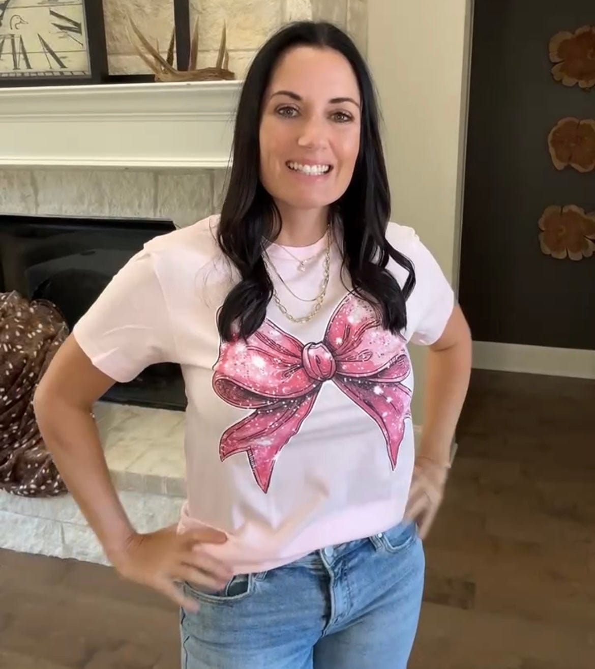 Preppy Pink Bow Graphic Tee