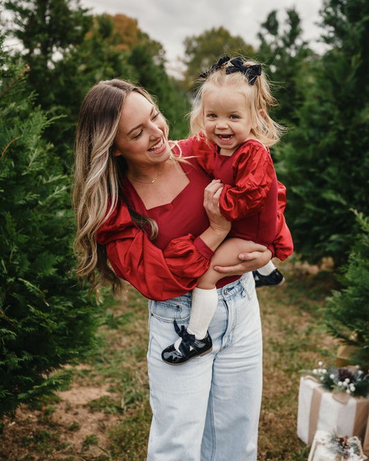 Evangeline Satin Sleeve Top & Leotard - Crimson Red