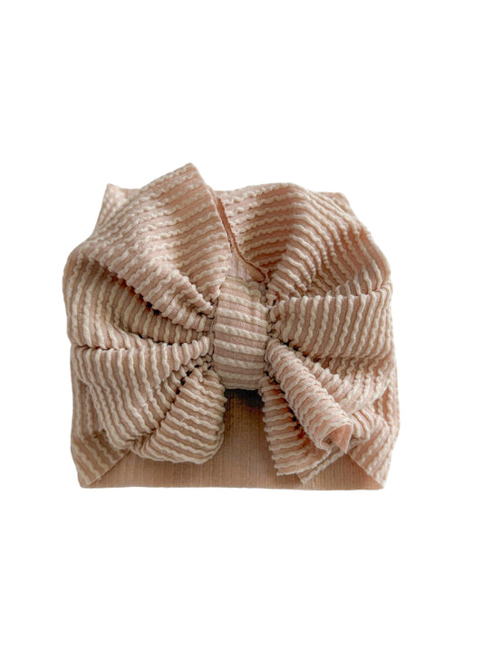 Ribbed Headwrap Bow- Nude