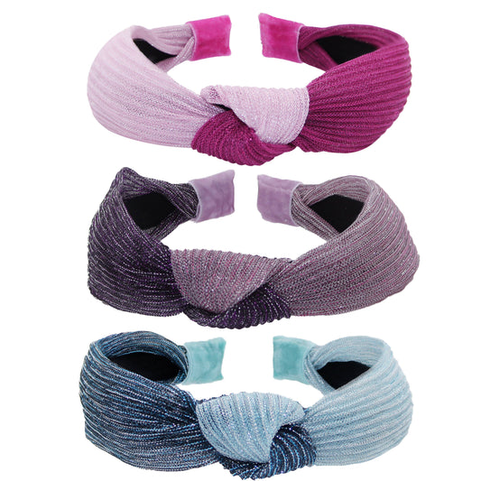 Two Tone Pleated Knot Headbands