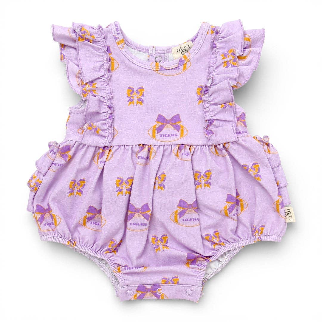 Purple & Gold Game Day Ruffle Bubble Romper