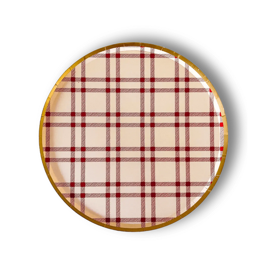 Farmhouse Red Plaid Paper Party Plate (8pcs)