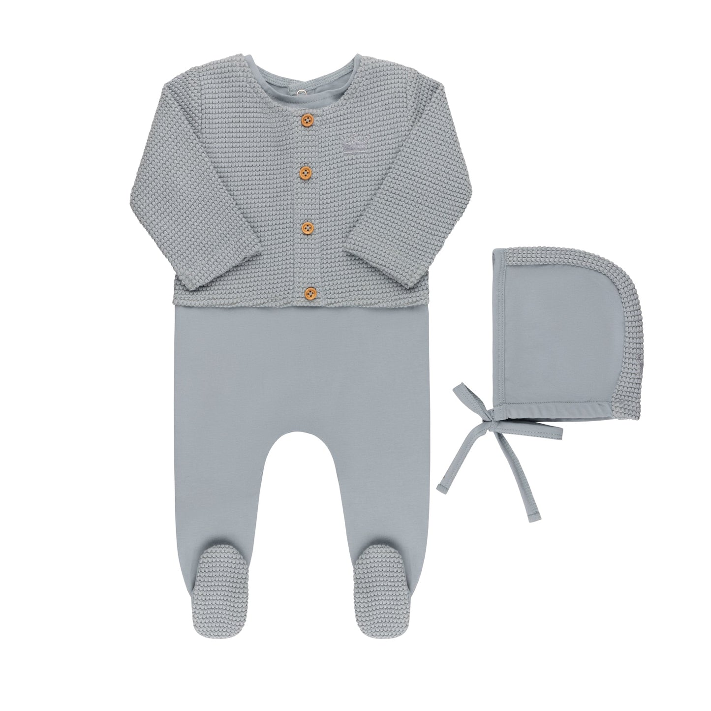 Faux Cardigan Footie & Hat (Velour Edition)