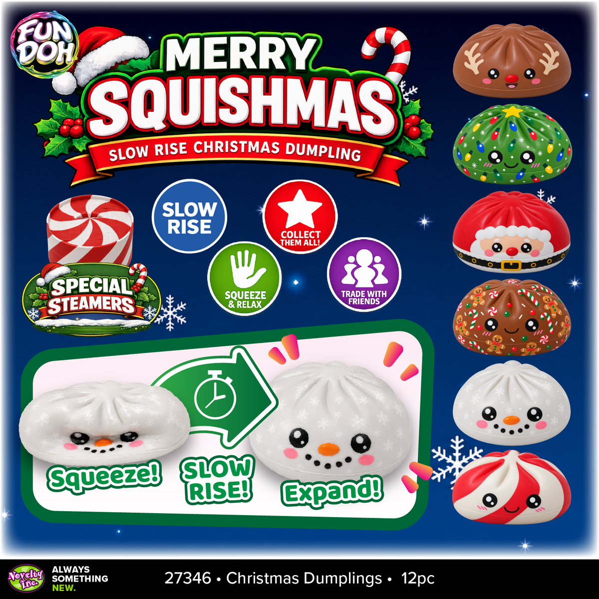 Merry Squishmas Christmas Dumplings – Slow Rise Holiday Squishy Fidget Toys