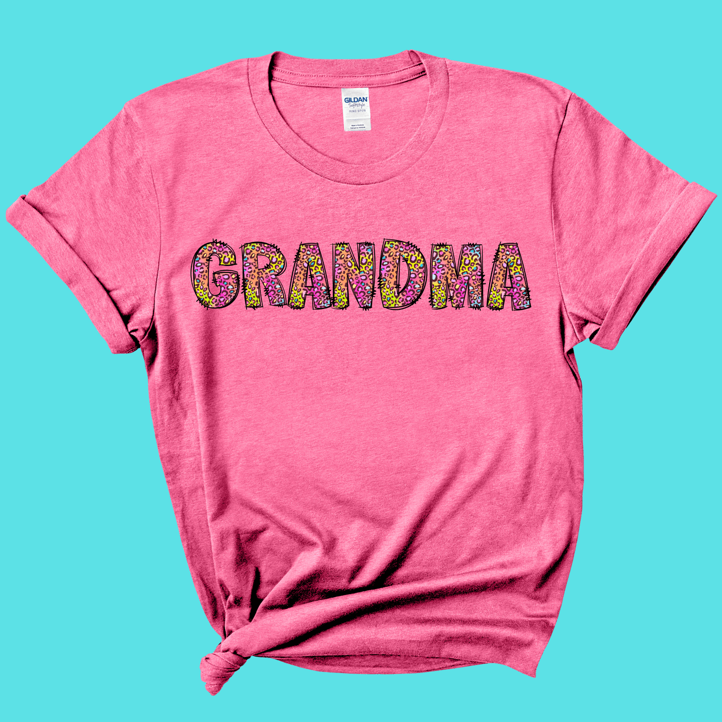 Grandma Rainbow Leopard Graphic Tee