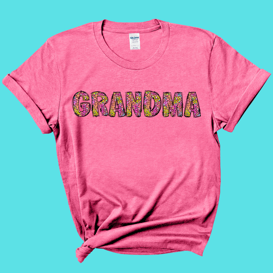 Grandma Rainbow Leopard Graphic Tee