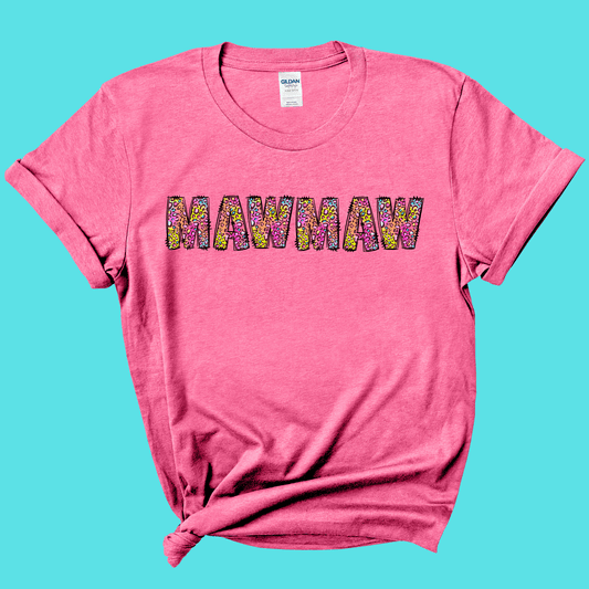 MawMaw Rainbow Leopard Graphic Tee