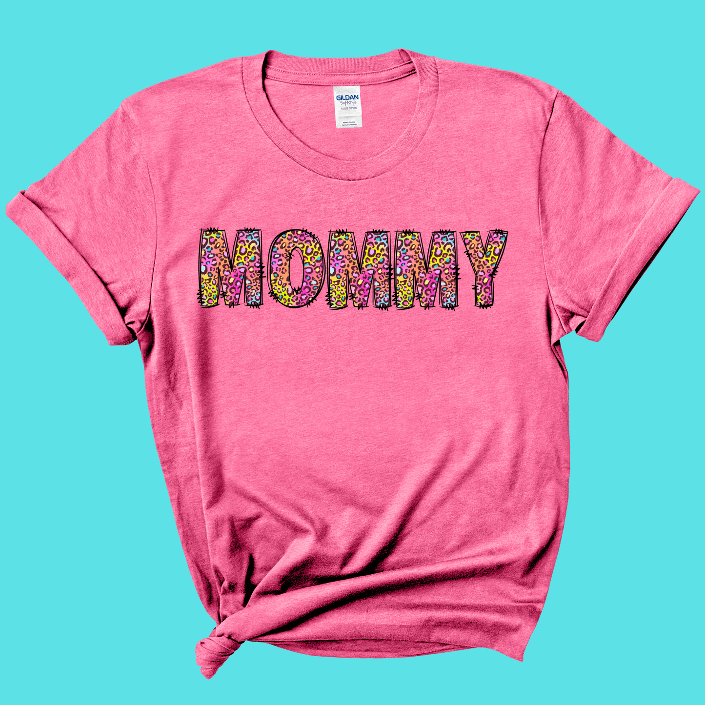 Mommy Rainbow Leopard Graphic Tee