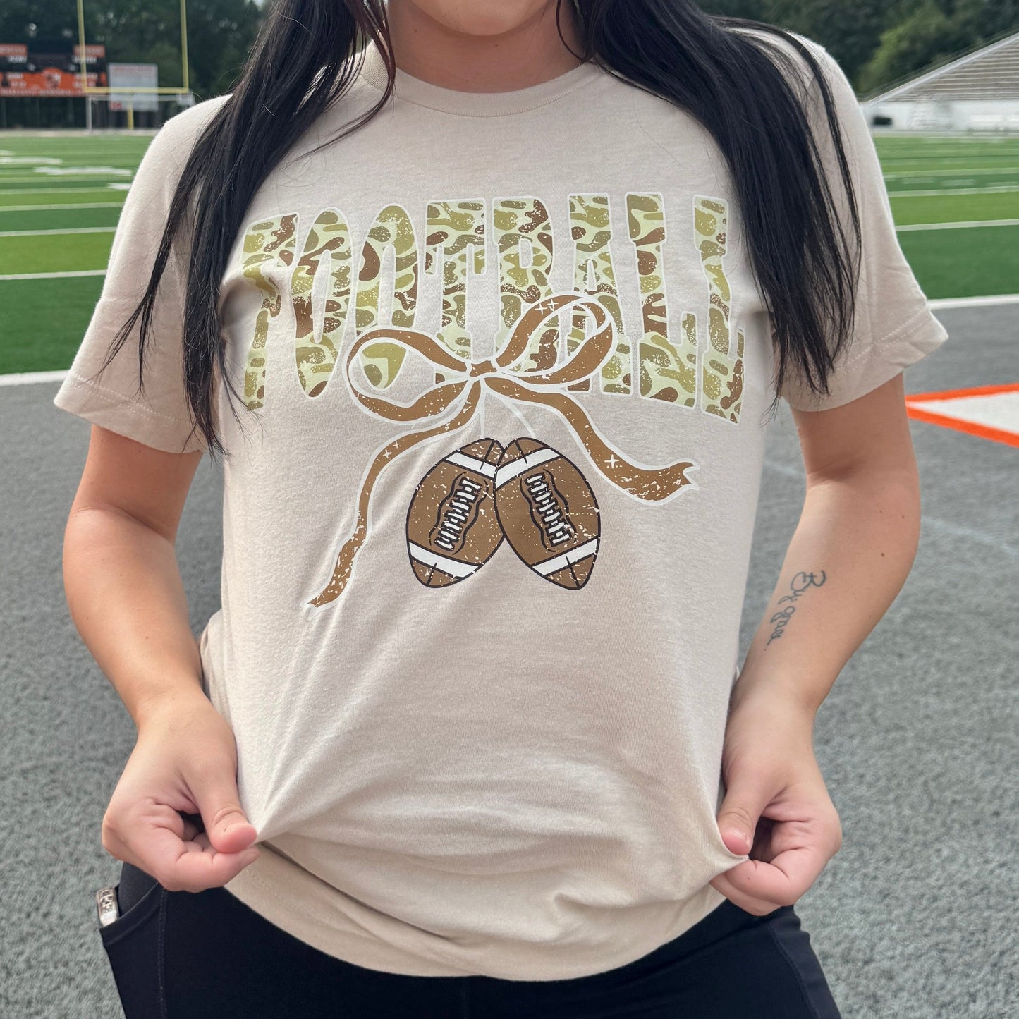 Camo Football Ribbon Graphic Tee