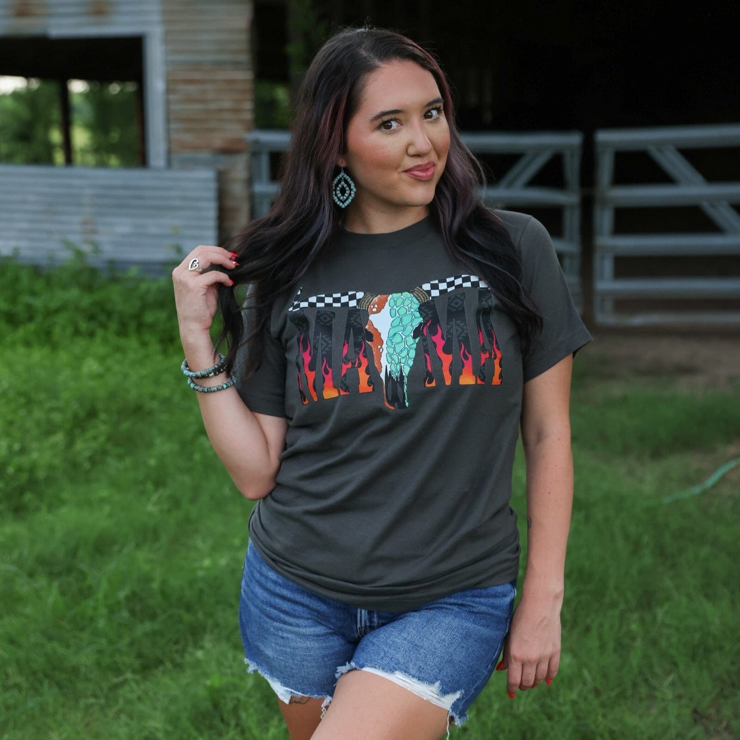 Desert Skull Flame Mama Soft Graphic Tee